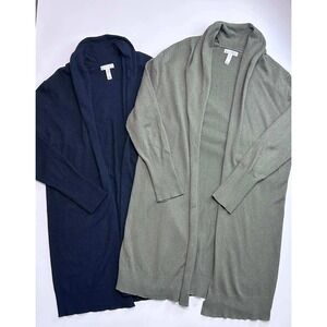 Leith‎ minimalist casual open front black & forest cardigan bundle womens small